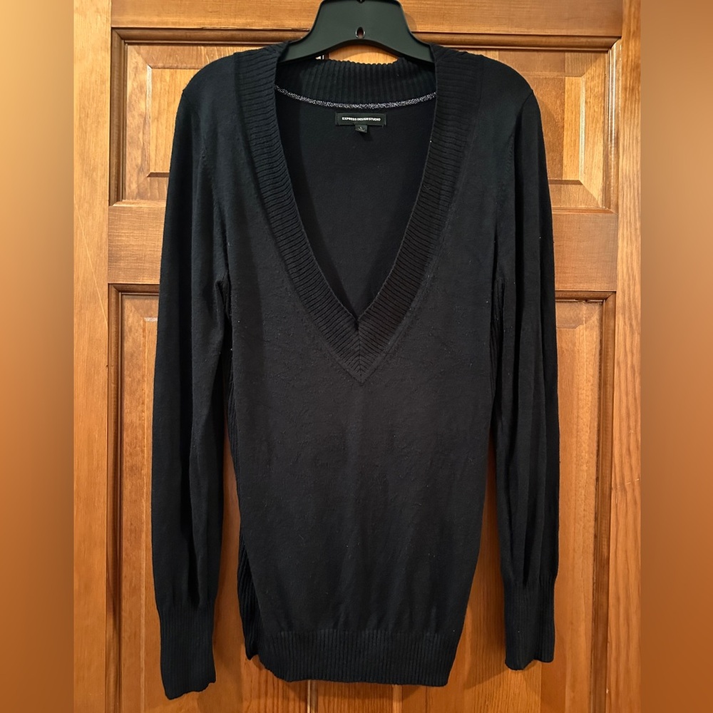 Express Black V-Neck Women's Sweater